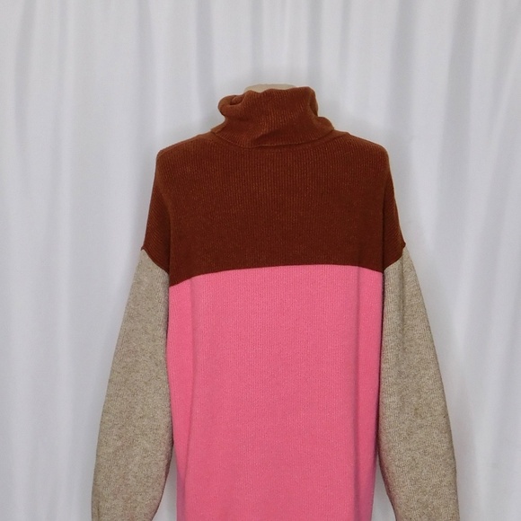 FREE PEOPLE Softly Structured Colorblock Sweater Turtleneck Candy Pop Medium - Picture 11 of 16